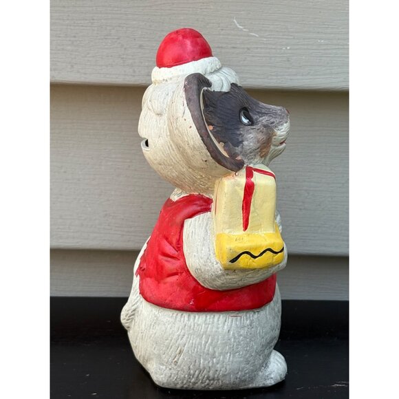 Vintage Ceramic Christmas Mouse Figurine Money Coin Bank With Santa Hat & Candle - Picture 5 of 7